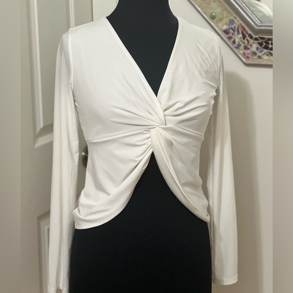 21 Saints Twisted Front Ivory Long Sleeve Top - Picture 2 of 11